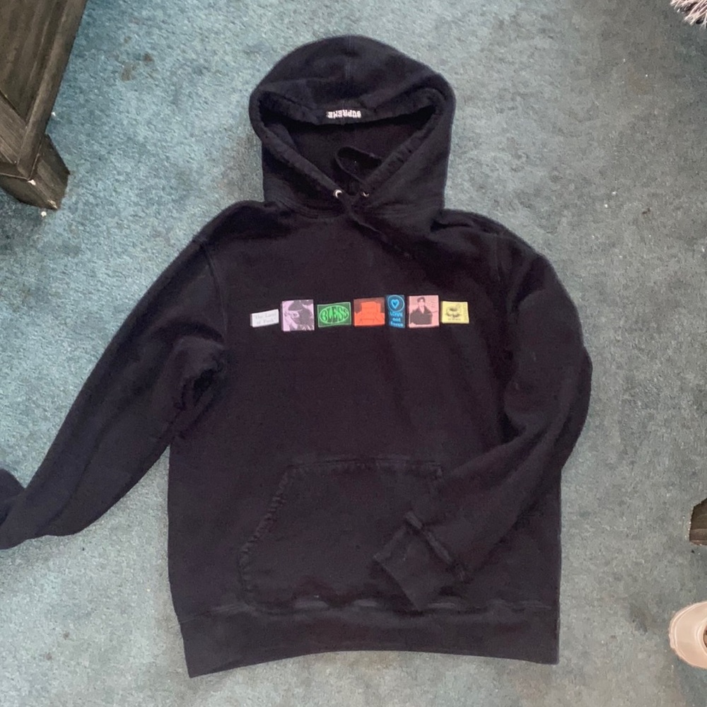 Large, Black Supreme Hoodie